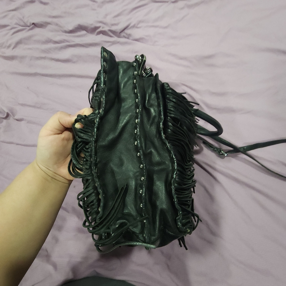 Fringed Black Leather Prada Crossbody HandBag 100% Authentic - Picture 3 of 13
